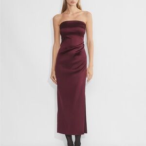 Aritzia Red Ruched Strapless Sheath Dress for Cocktail
